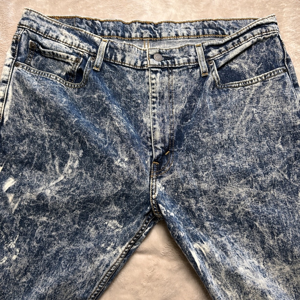 Mens Levis 512 Acid Wash Jeans 39x31 Mid Rise Slim Taper Leg Denim Retro 80s - Picture 4 of 13